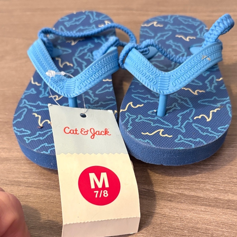BOGO Sale Cat & Jack Kids Blue Patterned Flip Flops